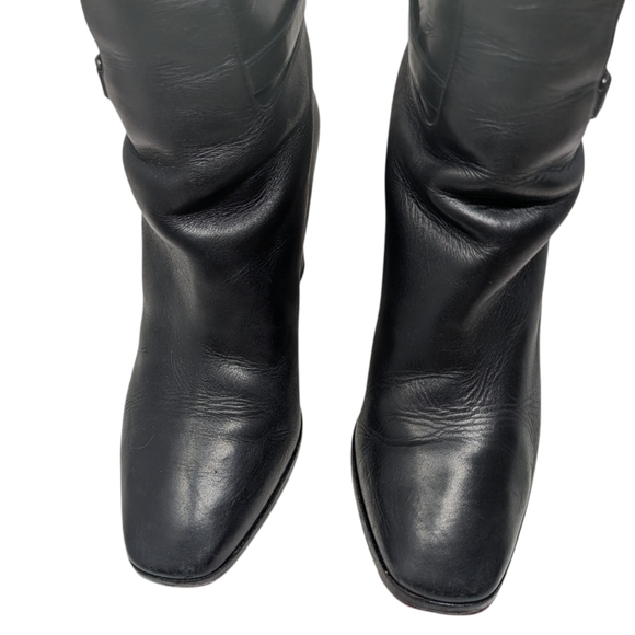 Christian Louboutin Mervillon Black Leather Knee High Heeled Boots Size EU 38 - Picture 5 of 13